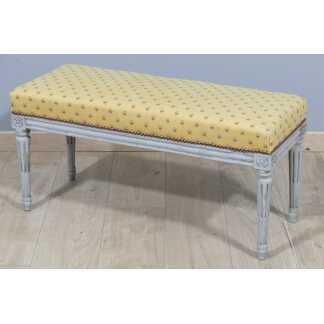 Bout De Lit, Banquette De Piano d'époque Louis XVI En Bois Peint Gris, XVIII ème