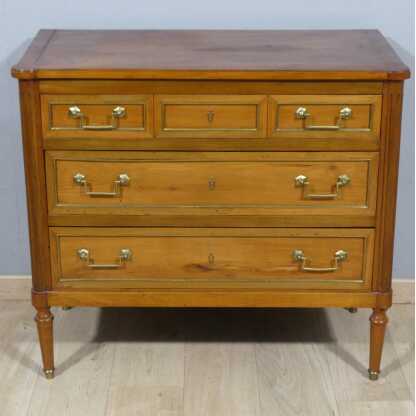 Commode Style Louis XVI En Merisier Et Laiton, époque Début XX ème