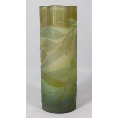 Vase Gallé Modèle Eucalyptus En Verre Multicouches Dégagé à l'Acide, Signature à l'étoile – Image 2