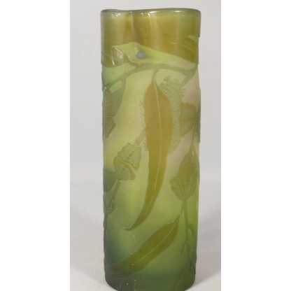 Vase Gallé Modèle Eucalyptus En Verre Multicouches Dégagé à l'Acide, Signature à l'étoile – Image 7
