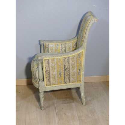 Paire De Bergères Directoire En Bois Laqué Gris, époque XVIII ème Siècle – Image 3