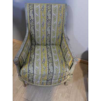 Paire De Bergères Directoire En Bois Laqué Gris, époque XVIII ème Siècle – Image 4