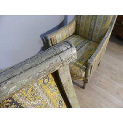 Paire De Bergères Directoire En Bois Laqué Gris, époque XVIII ème Siècle – Image 8