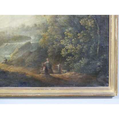 Paysage Italien, Tableau Huile Sur Toile époque XVIII ème à Restaurer – Image 2