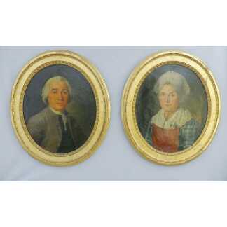 Paire De Portraits XVIII ème Datés 1778, Homme Femme Signés P. Cartier