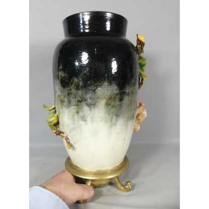 Grand Vase En Barbotine Aux Fleurs En Relief, Edouard Gilles? époque XIX ème – Image 15
