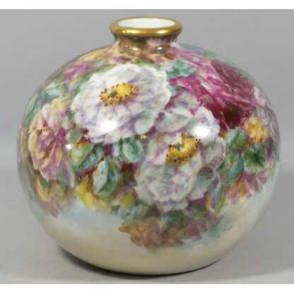Les Roses, Vase Boule En Porcelaine Peinte à La Main Limoges