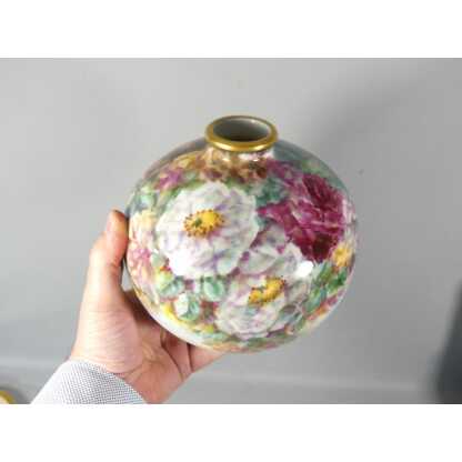 Les Roses, Vase Boule En Porcelaine Peinte à La Main Limoges – Image 3