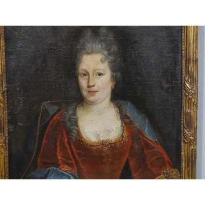 Portrait d'Une Dame De Qualité, Huile Sur Toile époque XVIII ème Siècle – Image 6