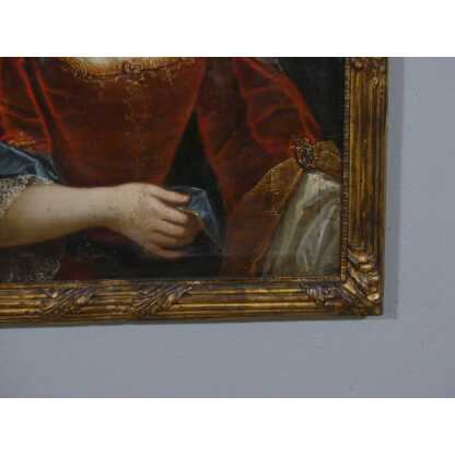 Portrait d'Une Dame De Qualité, Huile Sur Toile époque XVIII ème Siècle – Image 10