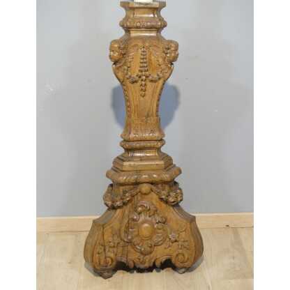 120 cm! Important Piétement De Pique Cierge Ou De Lutrin En Chêne Sculpté d'époque Régence, Début XVIII ème – Image 15