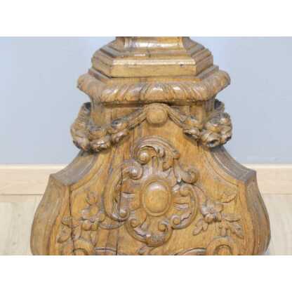 120 cm! Important Piétement De Pique Cierge Ou De Lutrin En Chêne Sculpté d'époque Régence, Début XVIII ème – Image 12