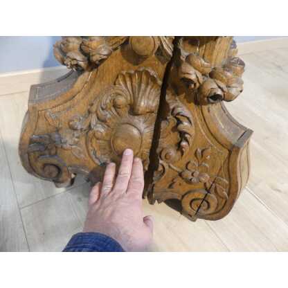 120 cm! Important Piétement De Pique Cierge Ou De Lutrin En Chêne Sculpté d'époque Régence, Début XVIII ème – Image 8
