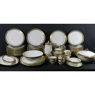 Incrustation d'Or, Service De Table Et à Café Pour 12 Personnes En Porcelaine De Limoges