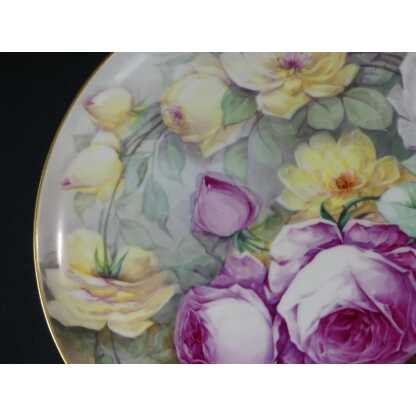 Les Roses, Plat Décoratif En Porcelaine De Limoges Décoré Par Charliac, époque 1900 – Image 6