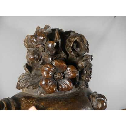 Pinacle En Bois Sculpté Façon Pot à Feu En Draperies Et Fleurs, époque XVIII ème Siècle – Image 12