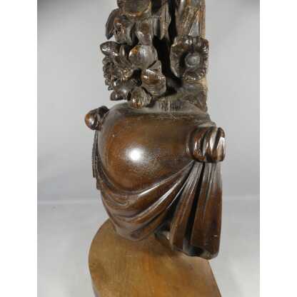 Pinacle En Bois Sculpté Façon Pot à Feu En Draperies Et Fleurs, époque XVIII ème Siècle – Image 7