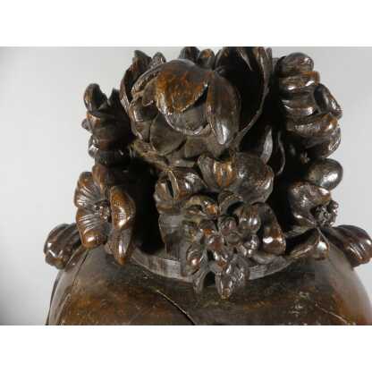 Pinacle En Bois Sculpté Façon Pot à Feu En Draperies Et Fleurs, époque XVIII ème Siècle – Image 5
