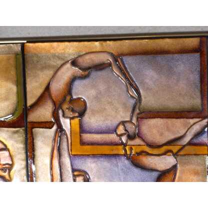 Les Athlètes, Grand Tableau En émail De Limoges Dédié Au Sport, époque 1985 – Image 11