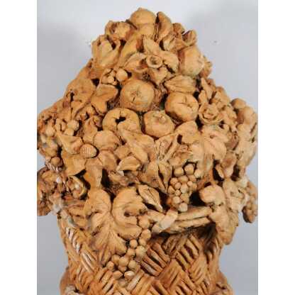 Ornement En Terre Cuite Corbeille De Fruits Et Fleurs Décoration De Jardin, époque Début XX ème – Image 3