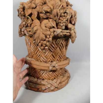 Ornement En Terre Cuite Corbeille De Fruits Et Fleurs Décoration De Jardin, époque Début XX ème – Image 4