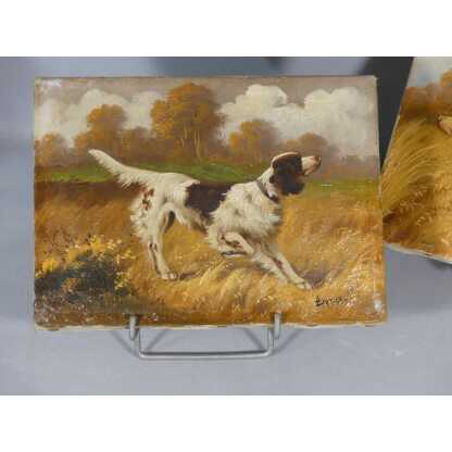 Les Chiens De Chasse, Paire De Tableaux Peints à l'Huile, Signés Lartigau – Image 2