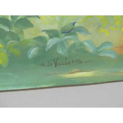265*217 Cm, Grande Toile Peinte Décorative Treillage Et Fleurs G De Vandeuvre 2ème d'Une Paire – Image 15