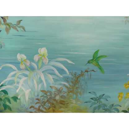 265*217 Cm, Grande Toile Peinte Décorative Treillage Et Fleurs G De Vandeuvre 2ème d'Une Paire – Image 14