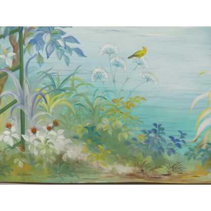 265*217 Cm, Grande Toile Peinte Décorative Treillage Et Fleurs G De Vandeuvre 1ère d'Une Paire – Image 14
