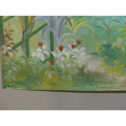 265*217 Cm, Grande Toile Peinte Décorative Treillage Et Fleurs G De Vandeuvre 1ère d'Une Paire – Image 11