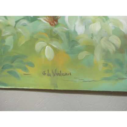 265*217 Cm, Grande Toile Peinte Décorative Treillage Et Fleurs G De Vandeuvre 1ère d'Une Paire – Image 10