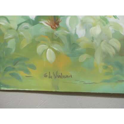 265*217 Cm, Grande Toile Peinte Décorative Treillage Et Fleurs G De Vandeuvre 1ère d'Une Paire – Image 9