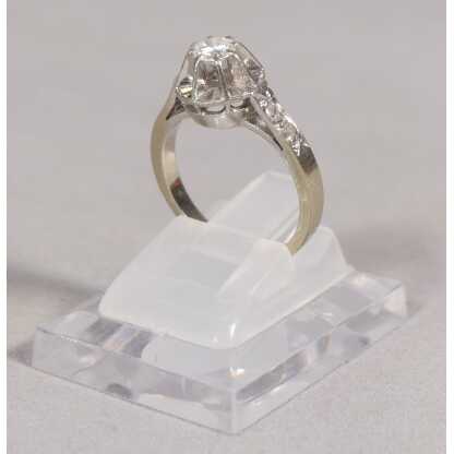 Bague Solitaire Diamant 0.25 Carat, Or Gris 18 Carats, époque 1930 – Image 2