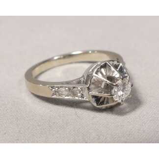 Bague Solitaire Diamant 0.25 Carat, Or Gris 18 Carats, époque 1930