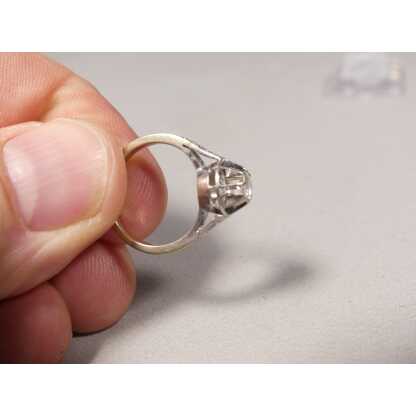 Bague Solitaire Diamant 0.25 Carat, Or Gris 18 Carats, époque 1930 – Image 5