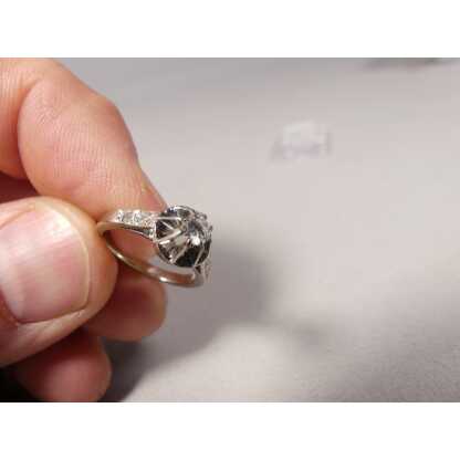 Bague Solitaire Diamant 0.25 Carat, Or Gris 18 Carats, époque 1930 – Image 4