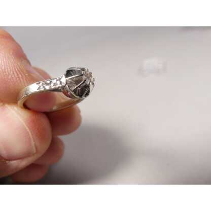 Bague Solitaire Diamant 0.25 Carat, Or Gris 18 Carats, époque 1930 – Image 11