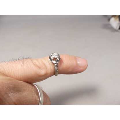 Bague Solitaire Diamant 0.25 Carat, Or Gris 18 Carats, époque 1930 – Image 9