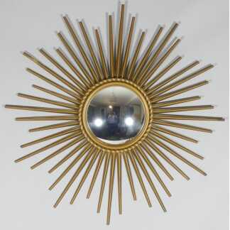 Chaty Vallauris, Miroir Soleil Sorcière En Fer Doré, 51 Cm
