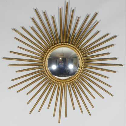 Chaty Vallauris, Miroir Soleil Sorcière En Fer Doré, 51 Cm