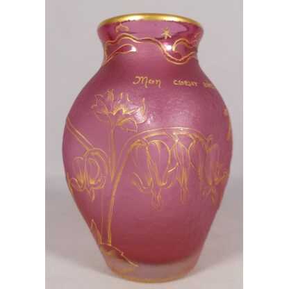 Daum Nancy, Vase Coeur De Marie En Verre "mon Coeur Avez" époque fin XIX ème