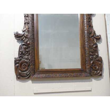 Miroir En Bois De Noyer Sculpté Aux Feuilles d'Acanthe, époque XIX ème – Image 2