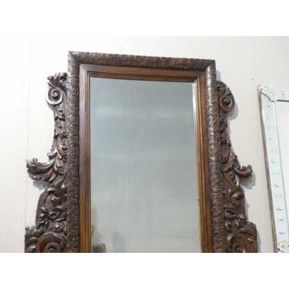 Miroir En Bois De Noyer Sculpté Aux Feuilles d'Acanthe, époque XIX ème – Image 3