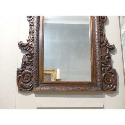 Miroir En Bois De Noyer Sculpté Aux Feuilles d'Acanthe, époque XIX ème – Image 15