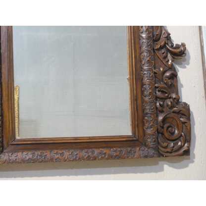 Miroir En Bois De Noyer Sculpté Aux Feuilles d'Acanthe, époque XIX ème – Image 14
