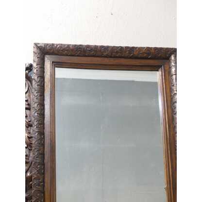 Miroir En Bois De Noyer Sculpté Aux Feuilles d'Acanthe, époque XIX ème – Image 11