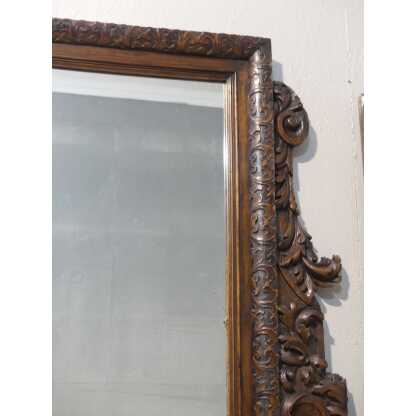 Miroir En Bois De Noyer Sculpté Aux Feuilles d'Acanthe, époque XIX ème – Image 10