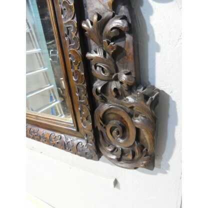 Miroir En Bois De Noyer Sculpté Aux Feuilles d'Acanthe, époque XIX ème – Image 6