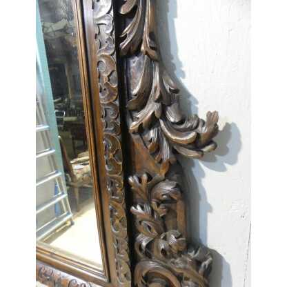 Miroir En Bois De Noyer Sculpté Aux Feuilles d'Acanthe, époque XIX ème – Image 5