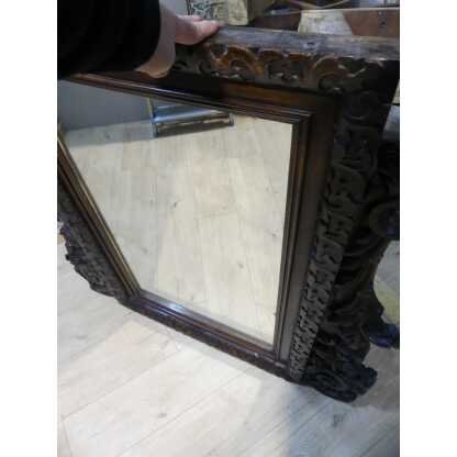 Miroir En Bois De Noyer Sculpté Aux Feuilles d'Acanthe, époque XIX ème – Image 4
